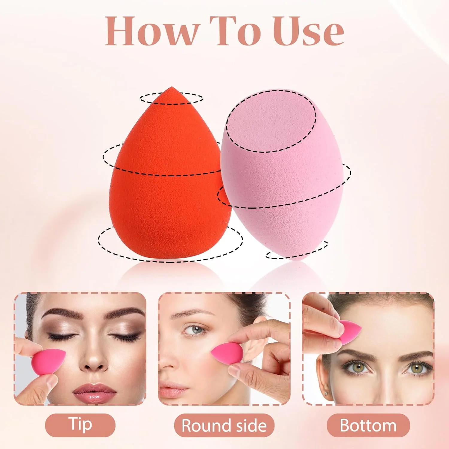مجموعه 40 عددی مینی اسفنج آرایشی Abeillo، پدهای نرم برای فیکس کردن آرایش صورت، اسفنج کانسیلر چند رنگ، ابزارهای آرایشی برای کرم پودر، کرم و پودر