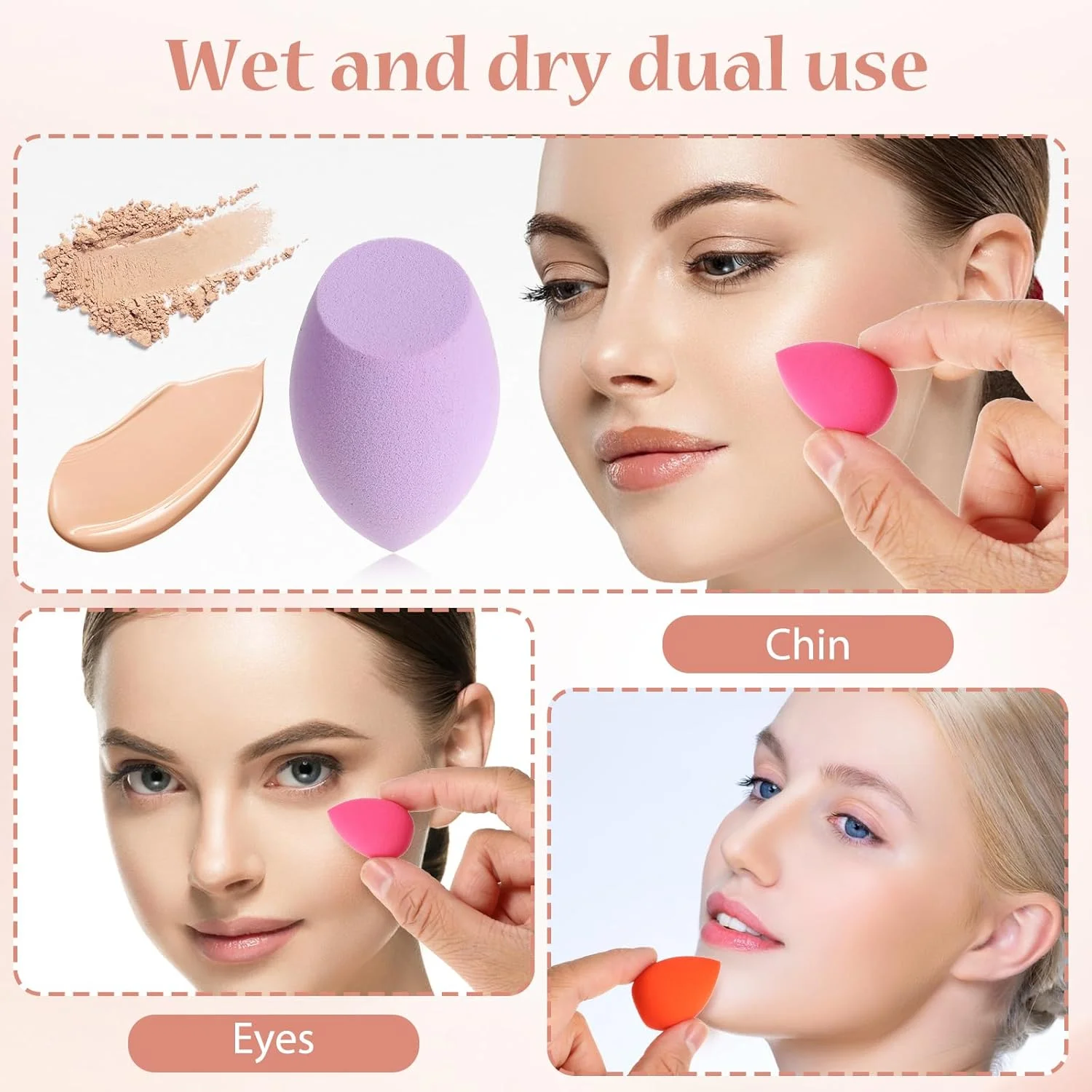 مجموعه 40 عددی مینی اسفنج آرایشی Abeillo، پدهای نرم برای فیکس کردن آرایش صورت، اسفنج کانسیلر چند رنگ، ابزارهای آرایشی برای کرم پودر، کرم و پودر