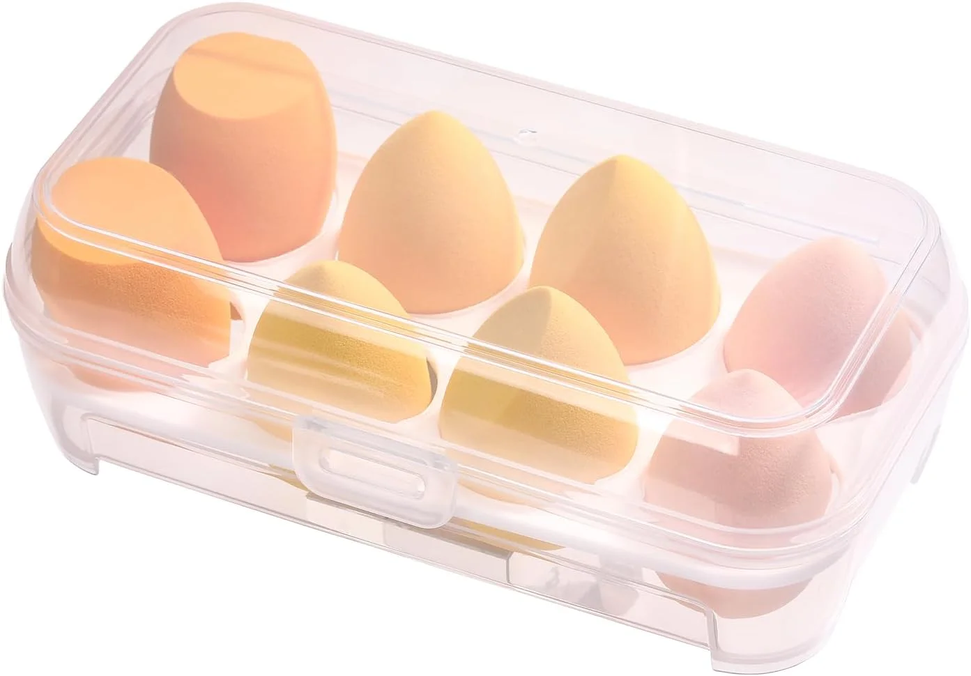 ست اسفنج آرایشی ABC Glow Beauty Blender – بسته 8 عددی | استفاده بی نقص از لوازم آرایش | بدون لاتکس، فوق العاده نرم، اسفنج های آرایشی قابل استفاده مجدد با جعبه مسافرتی | برای مایع، کرم و پودر (زرد)