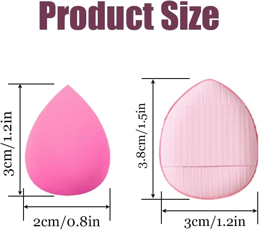ست 9 عددی مینی اسفنج آرایشی صورتی، پدهای نرم پودری با بند انگشتی برای کرم پودر مایع، پودر، ضد آفتاب، کانسیلر، ابزار آرایشی مرطوب و خشک