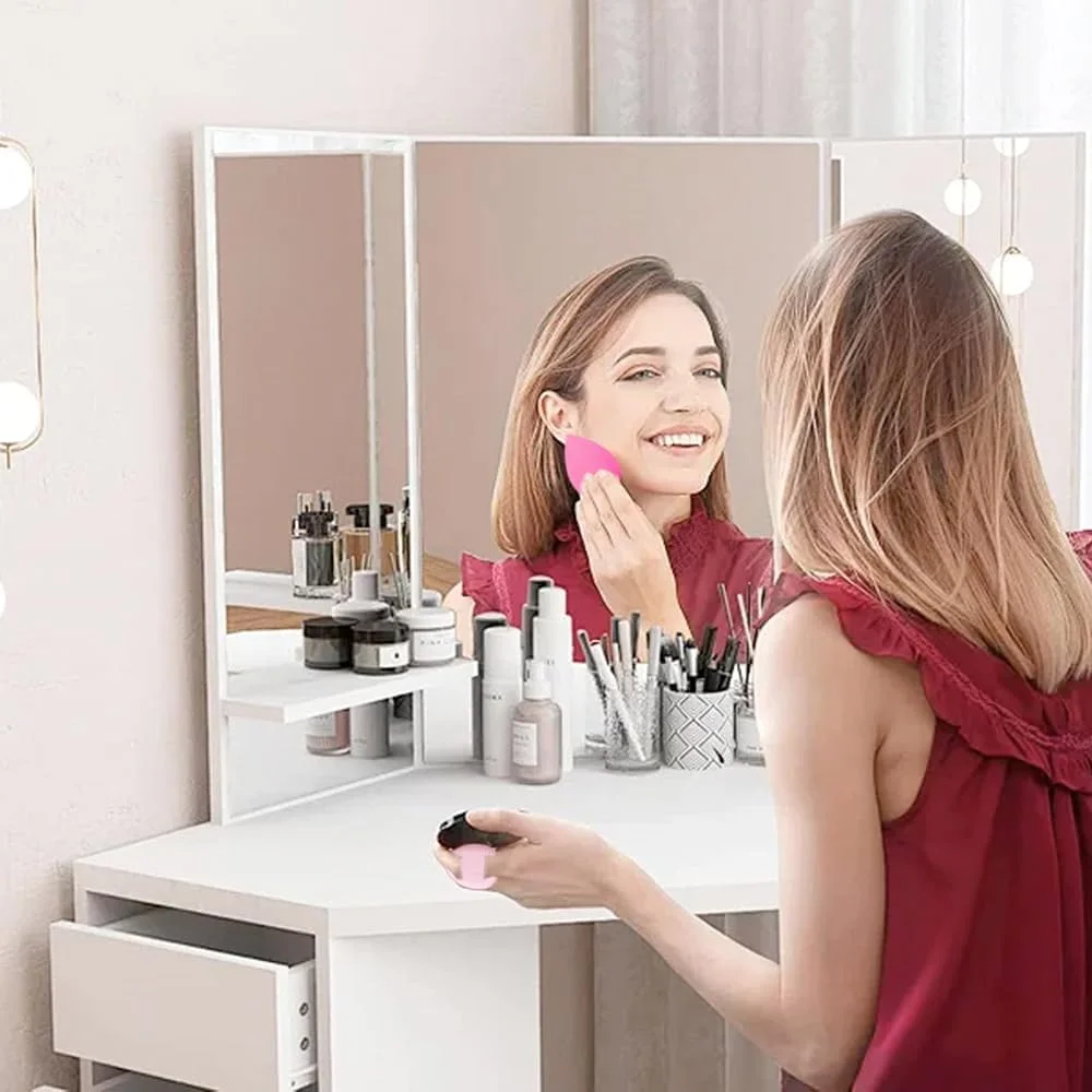 ست 9 عددی مینی اسفنج آرایشی صورتی، پدهای نرم پودری با بند انگشتی برای کرم پودر مایع، پودر، ضد آفتاب، کانسیلر، ابزار آرایشی مرطوب و خشک