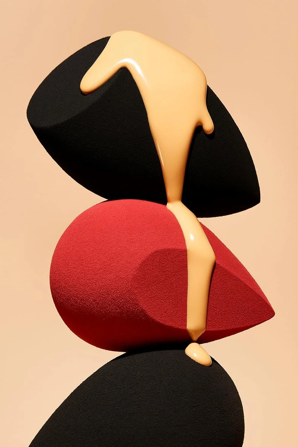 ست اسفنج آرایشی 8 عددی – 4 عدد قرمز و 4 عدد مشکی در جعبه، اسفنج های نرم برای ترکیب کرم پودر، قابل استفاده مجدد، بدون لاتکس برای محصولات مایع، کرمی و پودری