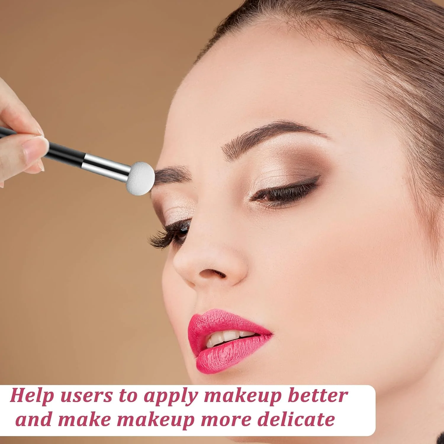 ست 6 عددی براش قارچی کرم پودر، پودر، سایه چشم و کانسیلر با دسته، پد آرایشی اسفنجی، براش سایه چشم پنبه ای برای خانم ها (طول 12 سانتی متر، مشکی)