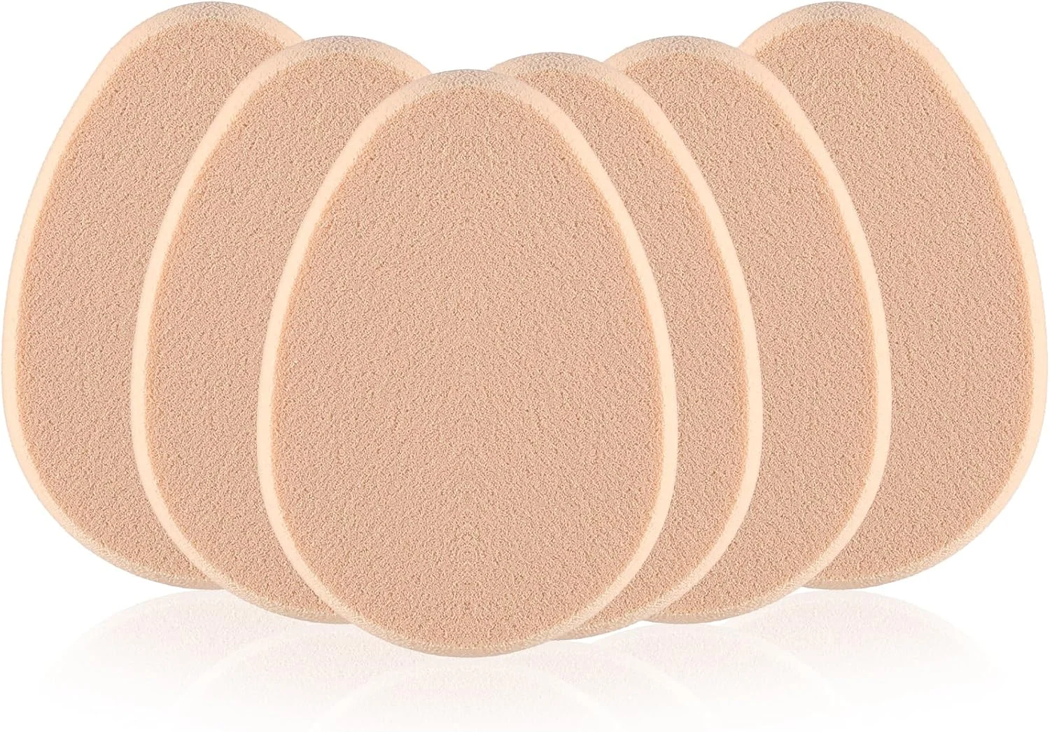 6 Pcs Flat Makeup Sponge, Beige Smooth Makeup Sponges Cushion Foundation Puff Make up Cushion Make up Applicator Sponge for Natural and Easy Soft Long-lasting and Beginner-friendly