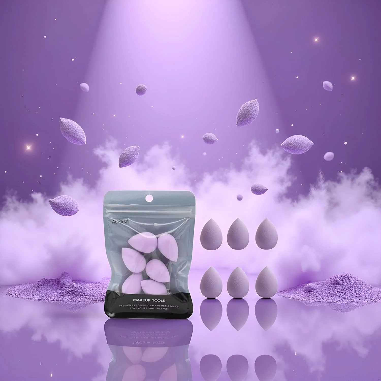 6 Pcs Purple Mini Makeup Sponge Small Beauty Sponge Blender Set for Foundation, Powder, Concealer Highlight,and Eye Shadow 6 Pcs Purple Mini Makeup Sponge Small Beauty Sponge Blender Set for Foundation, Powder, Concealer Highlight,and Eye Shadow