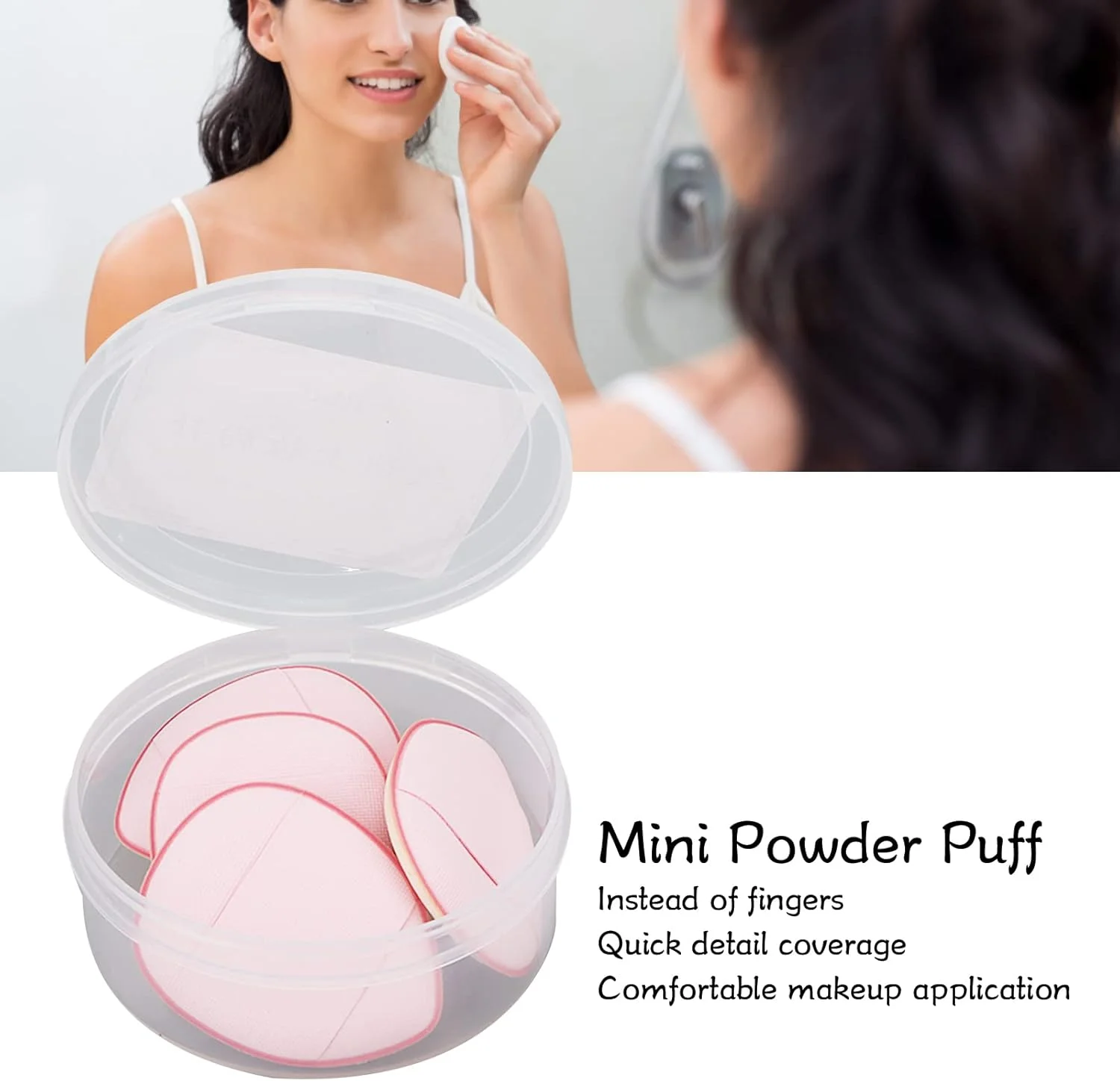 پد انگشتی 5 عددی، اسفنج آرایشی، پد پودر آرایشی مینی نرم و سازگار با پوست، برای کانسیلر، کرم BB، سایه چشم، صورتی