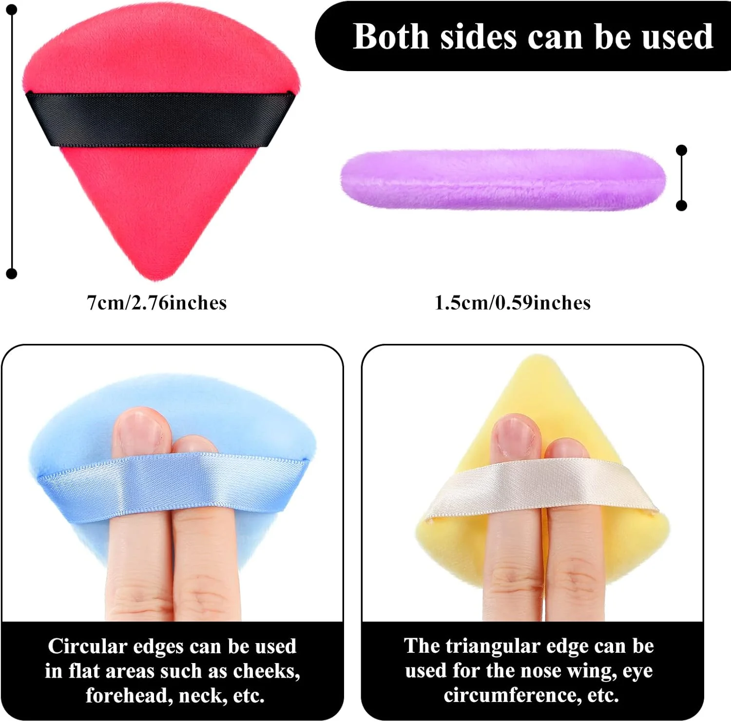پدهای آرایشی مثلثی Maitys، 12 عددی، مناسب پودر صورت، ابزار آرایشی نرم و قابل شستشو، اسفنج چندبار مصرف برای کرم پودر، مناسب آرایش خشک و مرطوب (صورتی، بنفش، آبی، زرد، کوچک)