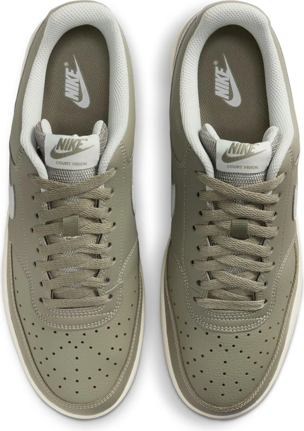 کفش مردانه بند دار نایک NIKE COURT VISION LO، ارتشی روشن/نقره ای روشن-دریایی-صمغ قهوه ای روشن، سایز 44.5