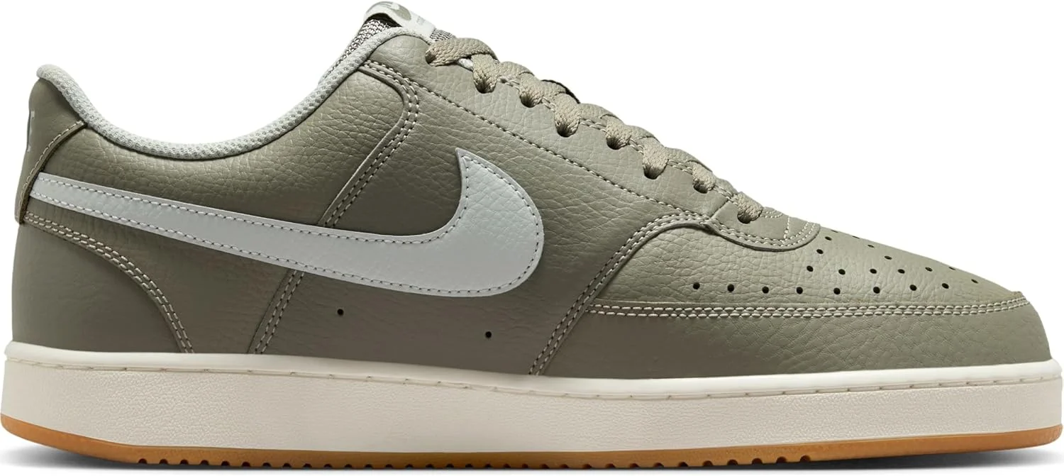 کفش مردانه بند دار نایک NIKE COURT VISION LO، ارتشی روشن/نقره ای روشن-دریایی-صمغ قهوه ای روشن، سایز 44.5