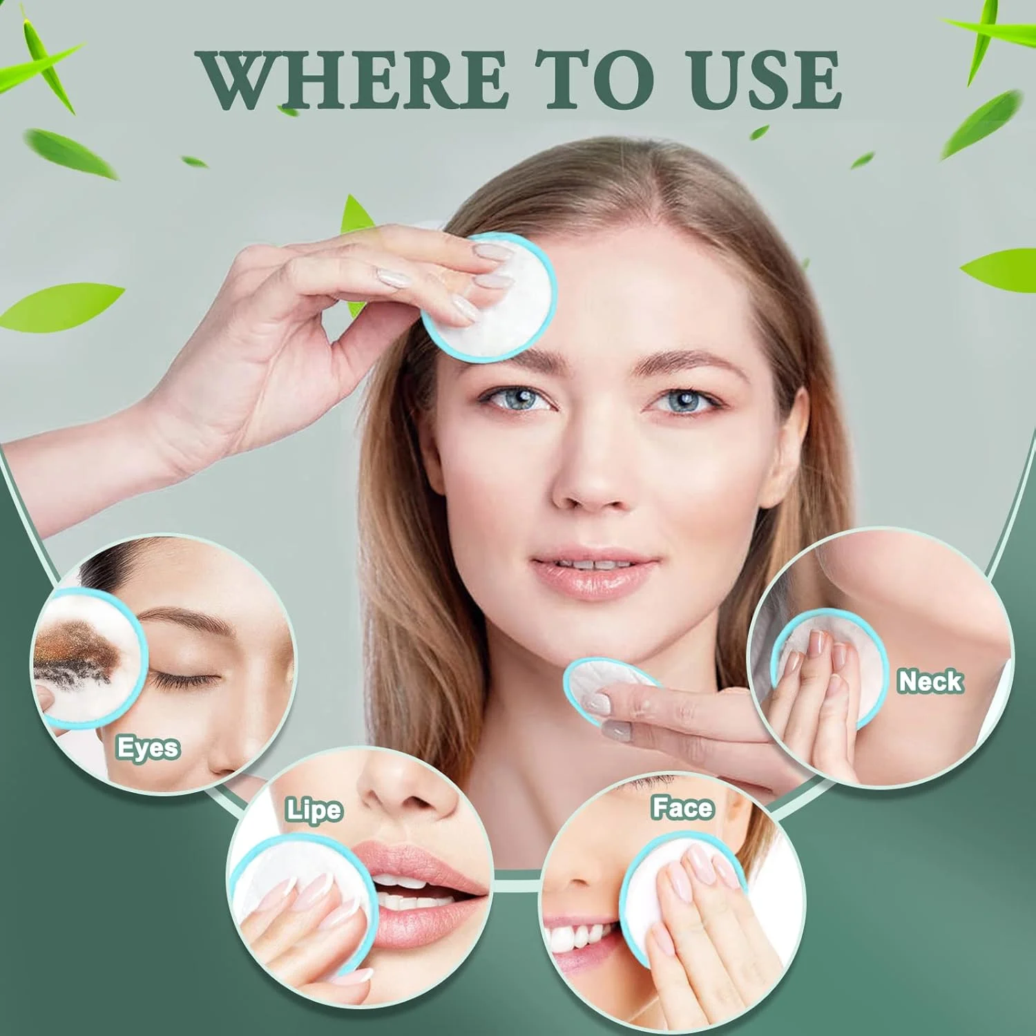 پدهای پاک کننده آرایش قابل استفاده مجدد XSEINO (بسته 40 عددی) با الیاف بامبو طبیعی قابل شستشو، پد پنبه ای بامبو طبیعی، مناسب برای انواع پوست پدهای پاک کننده آرایش قابل استفاده مجدد XSEINO (بسته 40 عددی) با الیاف بامبو طبیعی قابل شستشو، پد پنبه ای بامبو طبیعی، مناسب برای انواع پوست