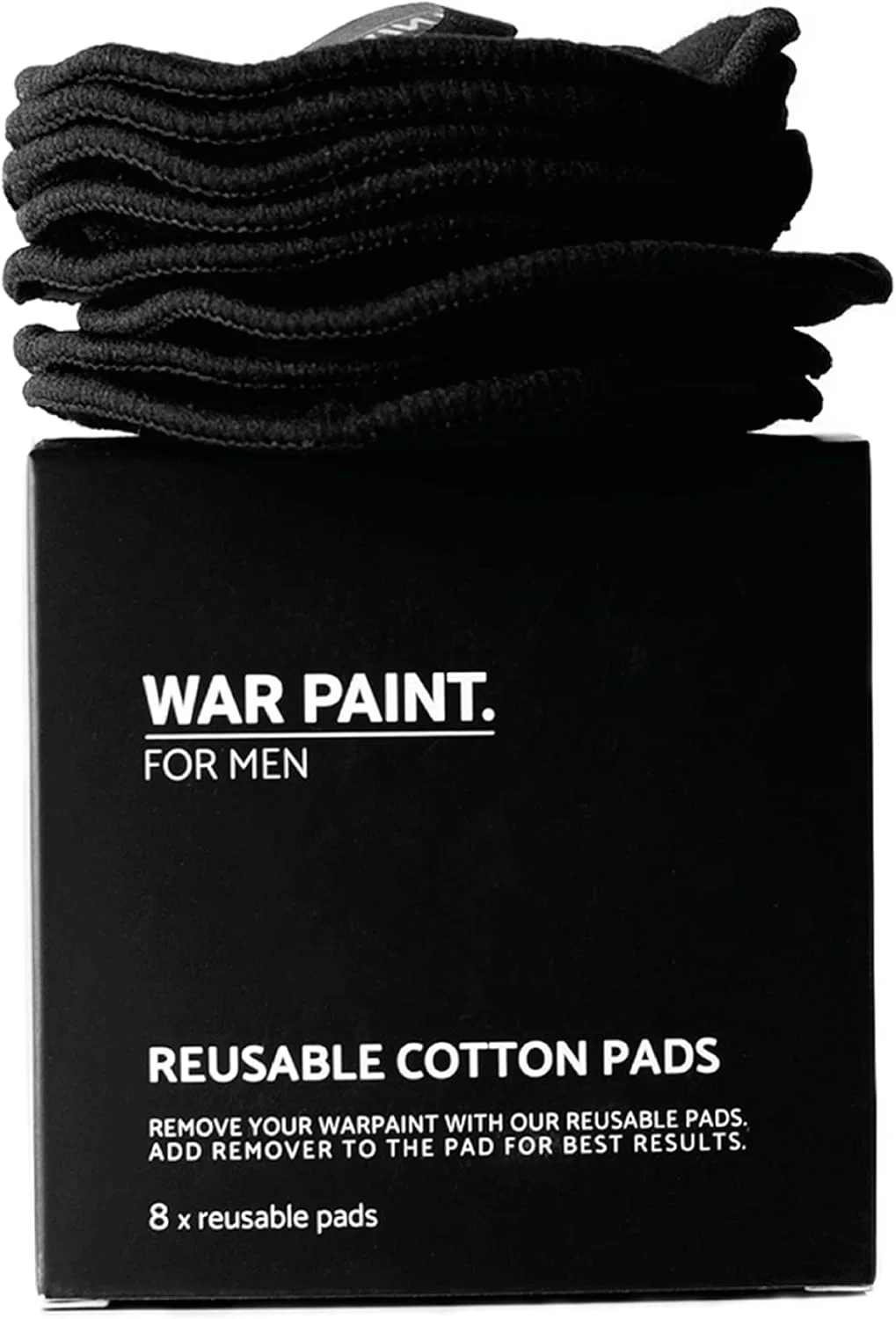 پدهای پاک کننده آرایش بامبو و پنبه قابل استفاده مجدد War Paint for Men - وگان و بدون تست حیوانی - محصول پاک کننده آرایش برای مردان - بسته 8 عددی