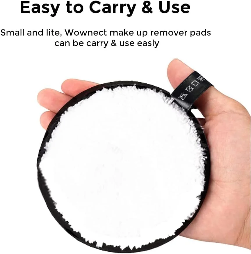 دستمال پاک کننده آرایش Wownect، حوله پاک کننده صورت نرم میکروفیبر قابل استفاده مجدد، پارچه قابل شستشو در ماشین لباسشویی مناسب برای انواع پوست (پدهای اسفنجی - بسته 3 عددی)
