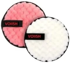 پدهای پاک کننده آرایش قابل استفاده مجدد VOIISH و مجموعه پدهای پاک کننده آرایش چشم، اسفنج شستشوی صورت برای تمیز کردن ماسک اسپا آرایشی، اسفنج پاک کننده صورت (پد پاک کننده آرایش - 2 عدد، سفید)