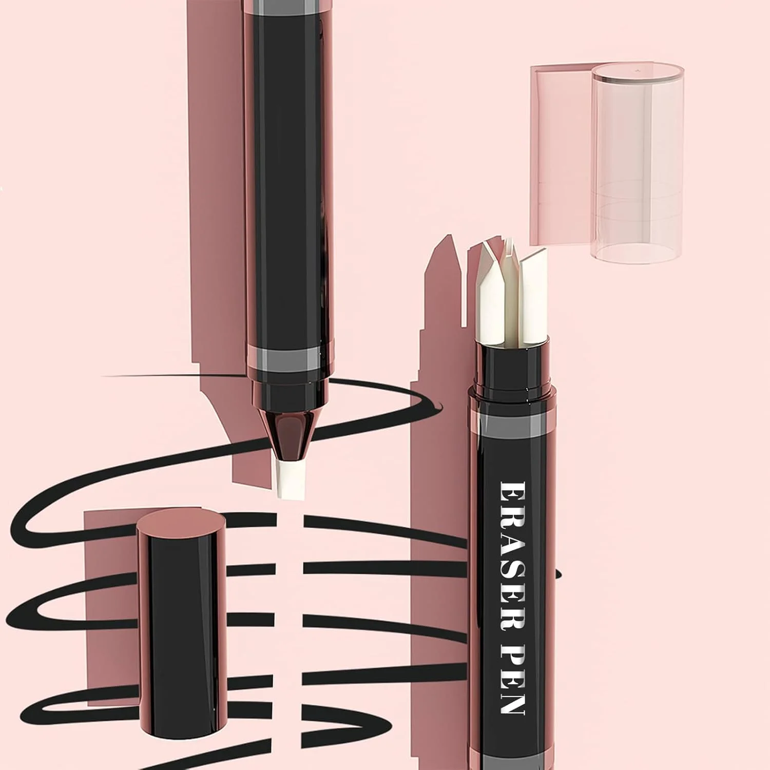 قلم پاک کننده آرایش TERRIFI، 2 عددی، رفع سریع و آسان اشتباهات آرایشی، قلم اصلاح کننده آرایش چشم، لب و صورت - شامل 3 سری جایگزین برای پاک کردن دقیق آرایش.