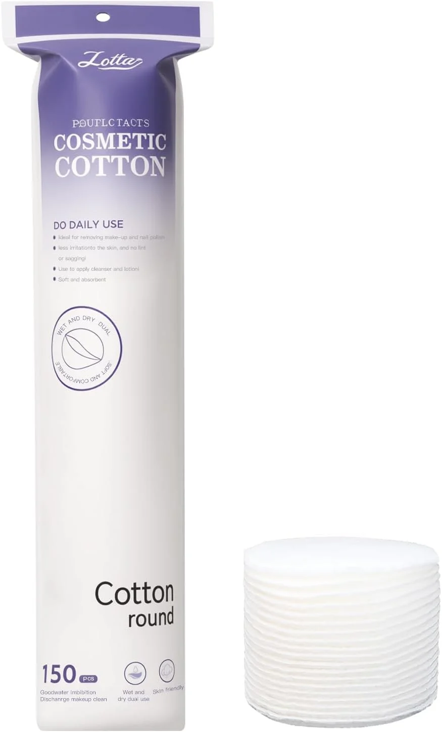 پدهای پاک کننده آرایش SKY-TOUCH، 150 عدد پد پنبه ای گرد نرم. مناسب برای پوست های حساس، پاک کننده ملایم آرایش، پدهای پاک کننده آرایش گرد پنبه خالص، نرم و بادوام، 5.8*5.8 سانتی متر