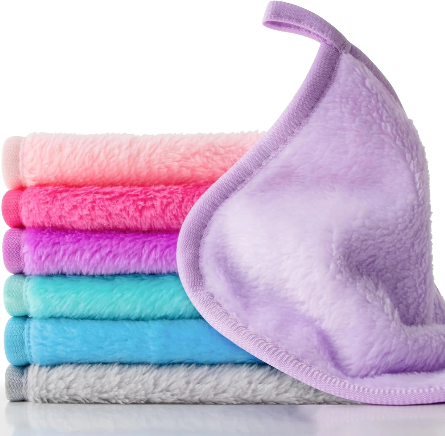 دستمال پاک کننده آرایش Sukh - بسته 7 عددی دستمال میکروفایبر پاک کننده آرایش صورت 6" x 6"، دستمال شستشوی صورت قابل استفاده مجدد برای انواع پوست، حوله های نرم پاک کننده آرایش، دستمال های پاک کننده صورت برای زنان