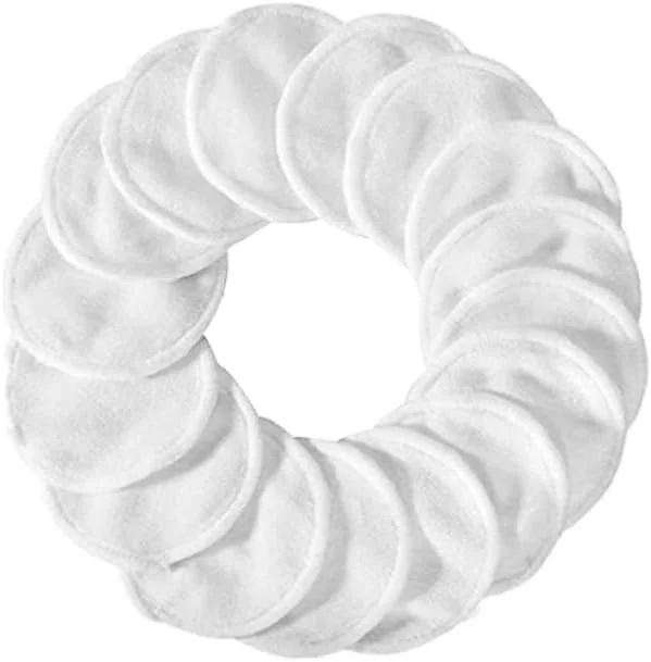 پدهای پاک کننده آرایش چندبار مصرف، قابل حمل، دو طرفه، 3 لایه، پد پاک کننده آرایش مخملی بامبو، پارچه های شستشوی صورت قابل شستشو با دستکش، 1 ست پنبه شستشو سفید