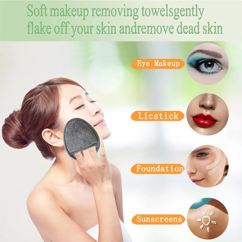پدهای پاک کننده آرایش چندبار مصرف، پارچه های نرم پاک کننده آرایش، پدهای شستشوی آرایش صورت قابل شستشو برای صورت، لب، چشم خاکستری 12 عددی