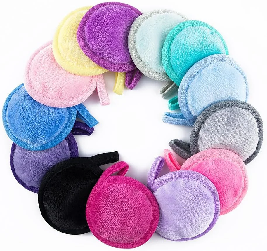 پدهای پاک کننده آرایش چند بار مصرف - 6 عدد پارچه پاک کننده آرایش چند بار مصرف - پدهای صورت چند بار مصرف، پاک کننده آرایش برای انواع پوست - پارچه های صورت پاک کننده آرایش میکروفیبر قابل شستشو، آبی، A16