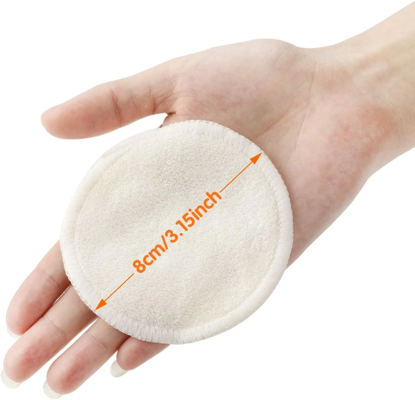 پدهای پنبه ای قابل استفاده مجدد، پدهای پنبه ای ارگانیک 8 سانتی متری، پدهای پاک کننده آرایش بامبو با کیسه لباسشویی، پارچه های پاک کننده صورت قابل شستشو برای پاک کردن آرایش چشم و صورت (16 عدد)