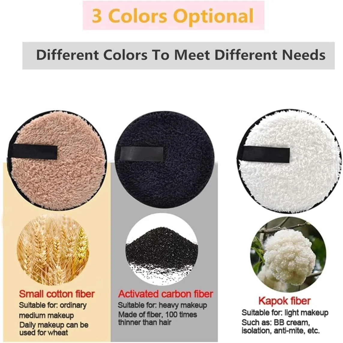 پدهای پاک کننده آرایش ORiTi، 3 بسته پارچه های تمیز کننده صورت قابل استفاده مجدد، پدهای پاک کننده آرایش پنبه ای بامبو نرم، ایده آل برای ریمل، سایه چشم، رژ لب، کرم پودر، چند رنگ پدهای پاک کننده آرایش ORiTi، 3 بسته پارچه های تمیز کننده صورت قابل استفاده مجدد، پدهای پاک کننده آرایش پنبه ای بامبو نرم، ایده آل برای ریمل، سایه چشم، رژ لب، کرم پودر، چند رنگ