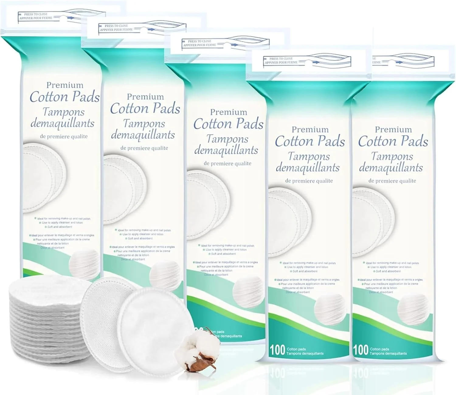 MostNow Reusable Makeup Remover Pads, 5 Packs Washable Organic Bamboo Reusable Cotton Rounds for All Skin Types & Toner with Laundry Bag, Eco Friendly Zero Waste Reusable Cotton Pads for Woman