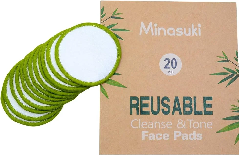 Minasuki 20 Pack Reusable Makeup Remover Pads - Bamboo Reusable Cotton Rounds for Toner, Washable Eco-Friendly Pads for All Skin Types with Cotton Laundry Bag Minasuki 20 Pack Reusable Makeup Remover Pads - Bamboo Reusable Cotton Rounds for Toner, Washable Eco-Friendly Pads for All Skin Types with Cotton Laundry Bag