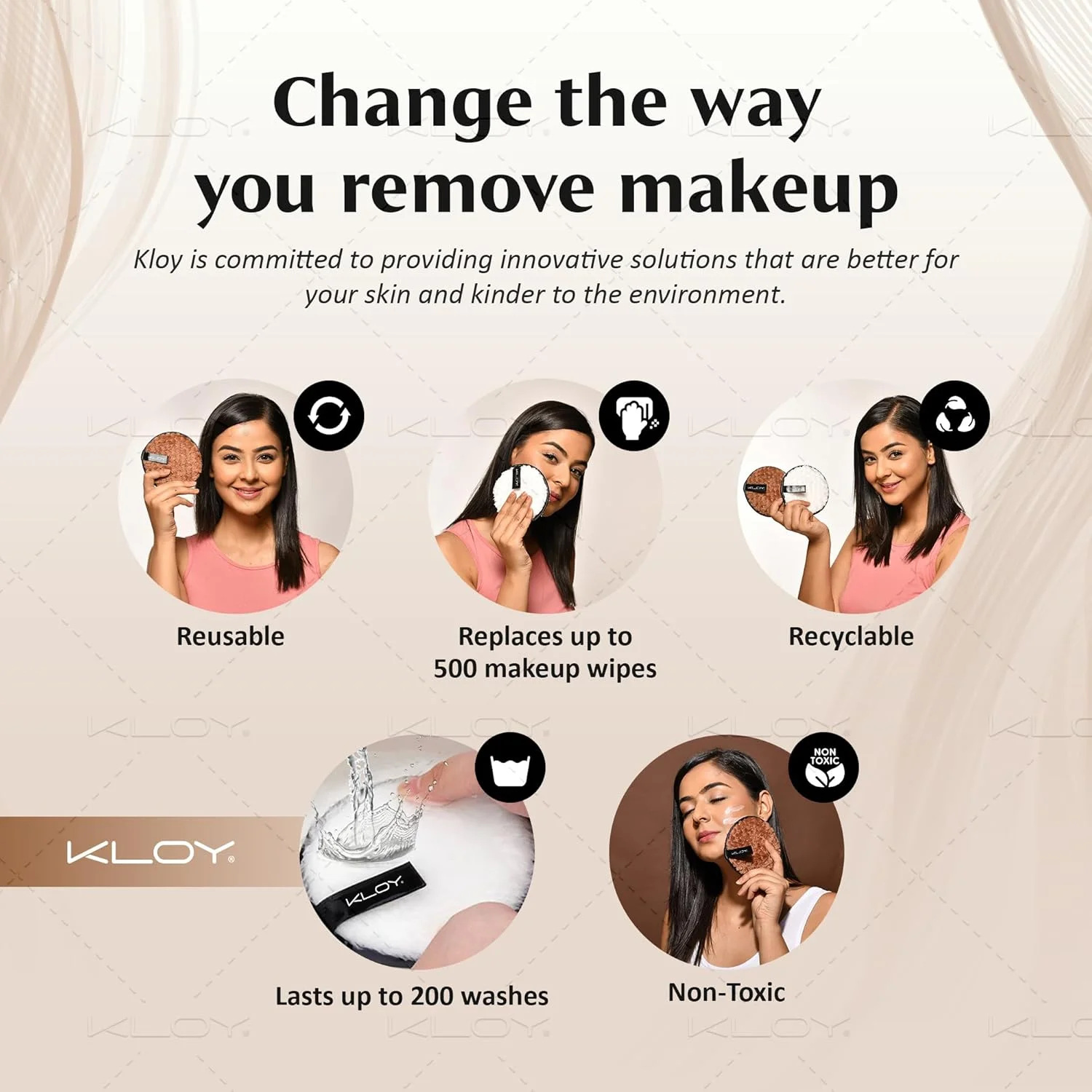KLOY Reusable Multipurpose Makeup Removal Facial Cleansing Pads (Pack of 2), Facial Makeup Remover, Eye Makeup Remover & Foundation Simple Makeup Remover Pads (White & Brown) KLOY Reusable Multipurpose Makeup Removal Facial Cleansing Pads (Pack of 2), Facial Makeup Remover, Eye Makeup Remover & Foundation Simple Makeup Remover Pads (White & Brown)
