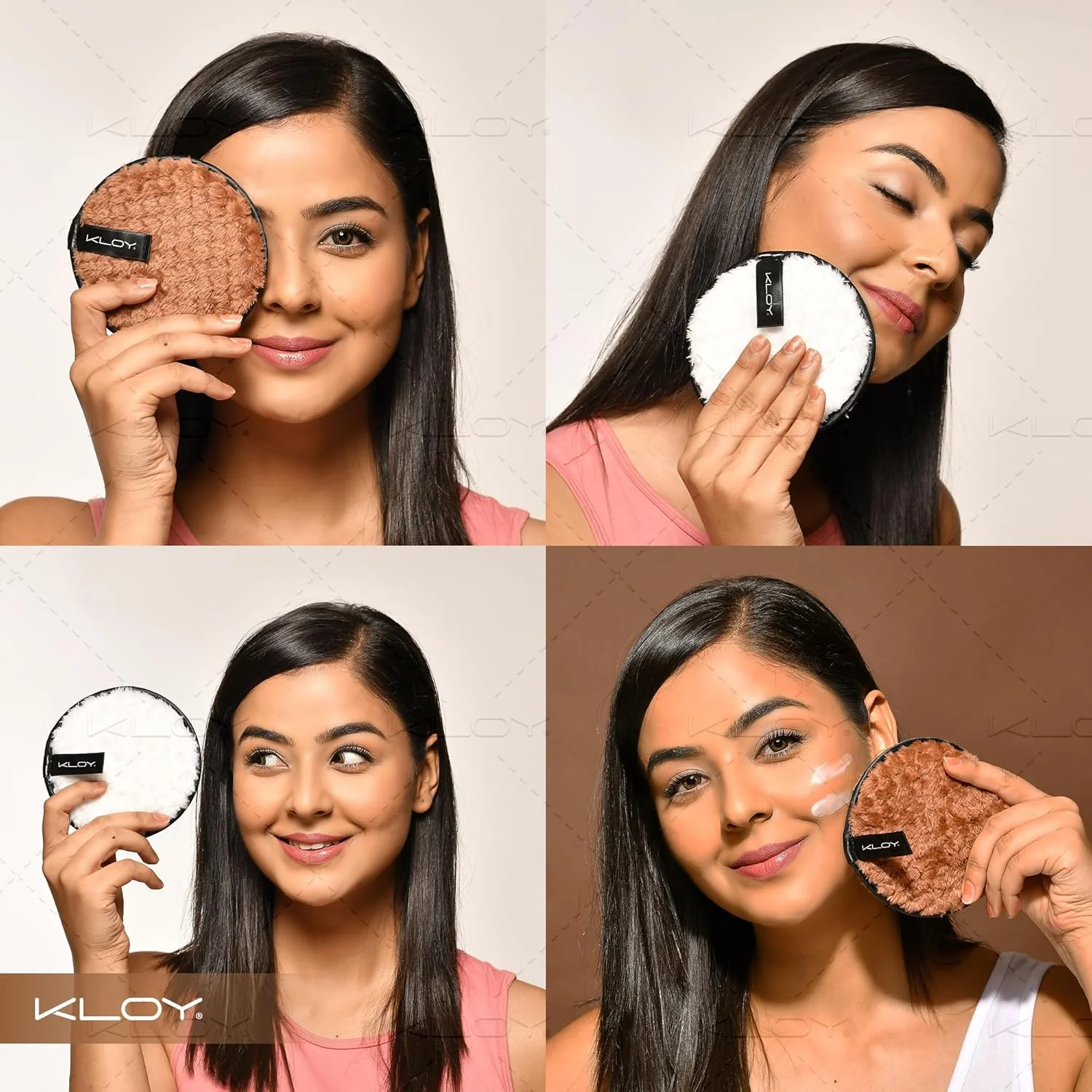 KLOY Reusable Multipurpose Makeup Removal Facial Cleansing Pads (Pack of 2), Facial Makeup Remover, Eye Makeup Remover & Foundation Simple Makeup Remover Pads (White & Brown) KLOY Reusable Multipurpose Makeup Removal Facial Cleansing Pads (Pack of 2), Facial Makeup Remover, Eye Makeup Remover & Foundation Simple Makeup Remover Pads (White & Brown)