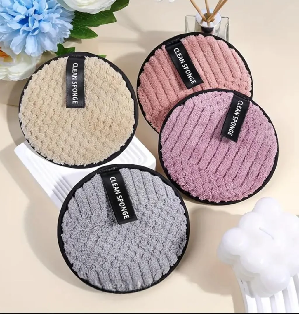 پدهای پاک کننده آرایش - میکروفیبر قابل استفاده مجدد - بسته 5 عددی با کیف توری نخی، فوق العاده نرم، سازگار با محیط زیست، اسفنج های تمیز کننده کرکی برای انواع پوست - استفاده مرطوب و خشک.