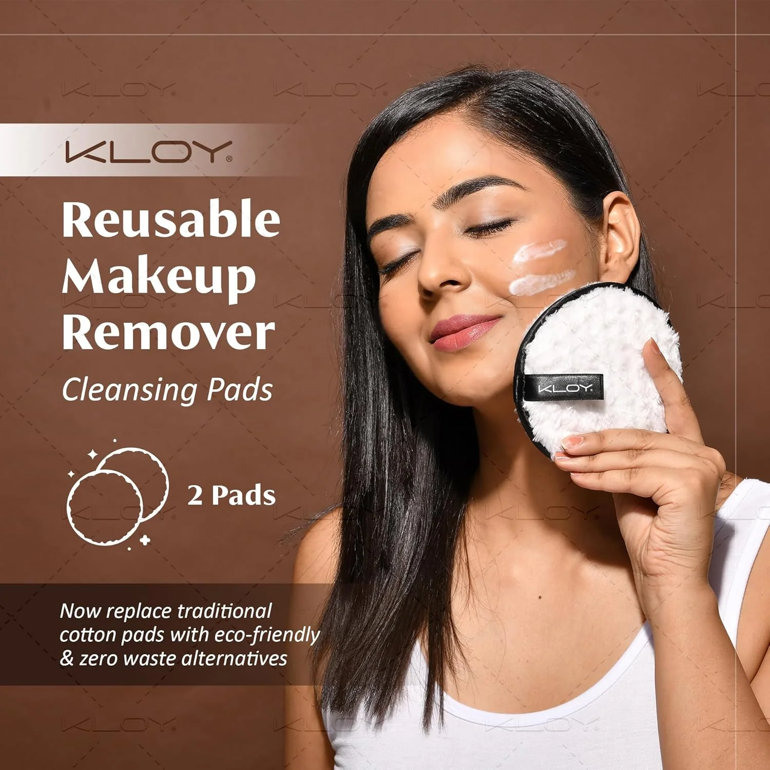 KLOY Reusable Multipurpose Makeup Removal Facial Cleansing Pads (Pack of 2), Facial Makeup Remover, Eye Makeup Remover & Foundation Simple Makeup Remover Pads (White & Brown) KLOY Reusable Multipurpose Makeup Removal Facial Cleansing Pads (Pack of 2), Facial Makeup Remover, Eye Makeup Remover & Foundation Simple Makeup Remover Pads (White & Brown)