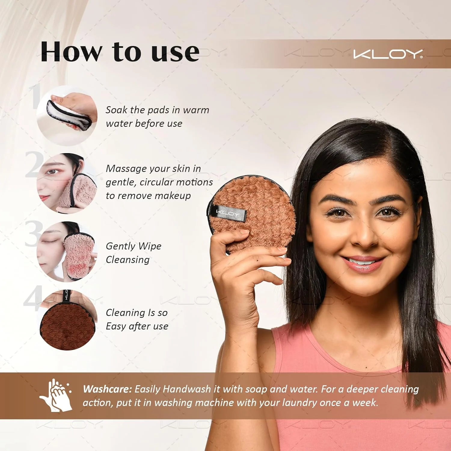 KLOY Reusable Multipurpose Makeup Removal Facial Cleansing Pads (Pack of 2), Facial Makeup Remover, Eye Makeup Remover & Foundation Simple Makeup Remover Pads (White & Brown) KLOY Reusable Multipurpose Makeup Removal Facial Cleansing Pads (Pack of 2), Facial Makeup Remover, Eye Makeup Remover & Foundation Simple Makeup Remover Pads (White & Brown)
