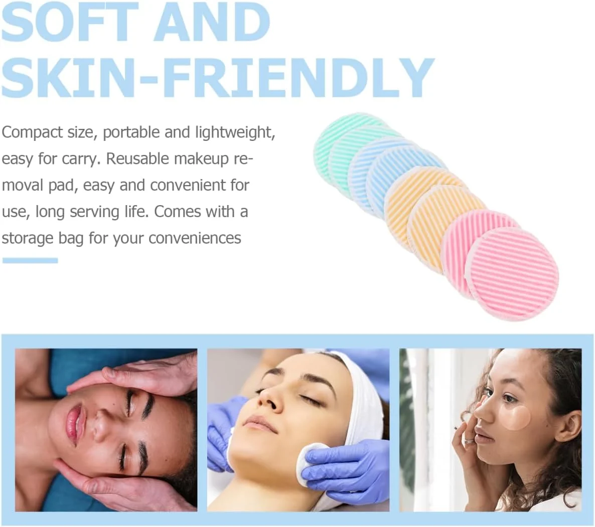 پدهای پاک کننده آرایش قابل استفاده مجدد FRCOLOR، 8 عدد، پدهای پنبه ای قابل شستشو طبیعی، پدهای پاک کننده بامبو برای پاکسازی صورت بانوان پدهای پاک کننده آرایش قابل استفاده مجدد FRCOLOR، 8 عدد، پدهای پنبه ای قابل شستشو طبیعی، پدهای پاک کننده بامبو برای پاکسازی صورت بانوان