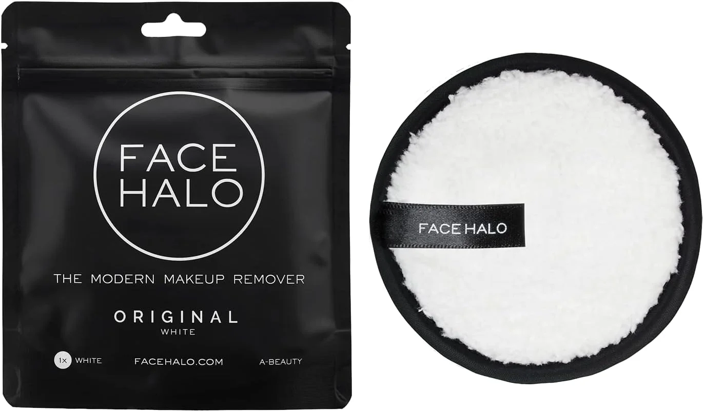پدهای پاک کننده آرایش صورت Face Halo، قابل استفاده مجدد، بدون نیاز به محصول | به آرامی آرایش را فقط با آب پاک می کند، فوق العاده نرم، سازگار با محیط زیست، غیر سمی، مناسب برای انواع پوست، جایگزین 500 دستمال مرطوب یکبار مصرف | بسته 1 عددی اصلی