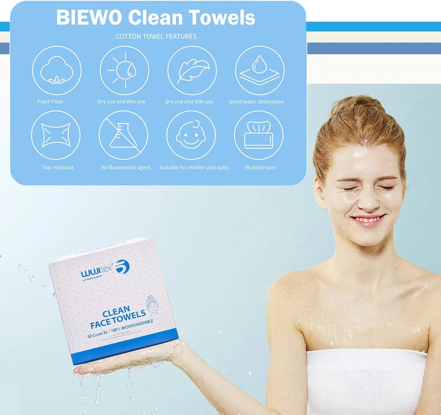 دستمالهای صورت یکبار مصرف BIEWO، دستمالهای نرم و خشک پنبهای، پارچههای بزرگ صورت، دستمال مرطوب پاک کننده آرایش، دستمال کاغذی ضخیم برای پوست حساس، 50 عدد، 1 بسته (1 بسته = 50 عدد) دستمالهای صورت یکبار مصرف BIEWO، دستمالهای نرم و خشک پنبهای، پارچههای بزرگ صورت، دستمال مرطوب پاک کننده آرایش، دستمال کاغذی ضخیم برای پوست حساس، 50 عدد، 1 بسته (1 بسته = 50 عدد)