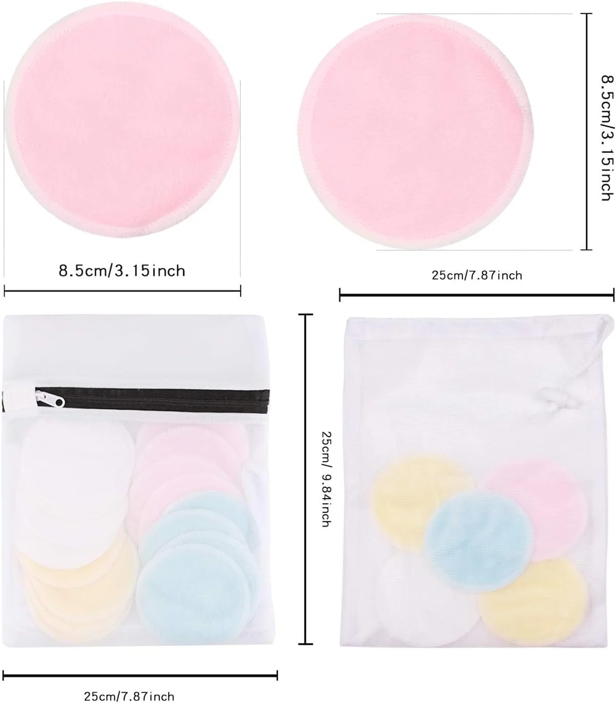 CT CAPETRONIX Reusable Makeup Remover Pads (24 Pack) with 2 Bags for Laundry & Storage, Reusable Bamboo Cotton Rounds, Eco-Friendly Reusable Cotton Pads for All Skin Types CT CAPETRONIX Reusable Makeup Remover Pads (24 Pack) with 2 Bags for Laundry & Storage, Reusable Bamboo Cotton Rounds, Eco-Friendly Reusable Cotton Pads for All Skin Types