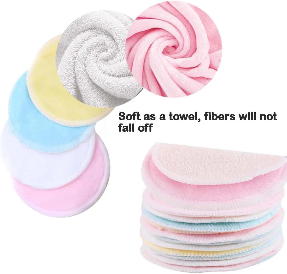 پد پاک کننده آرایش الیاف بامبو Boolygo [13 در 1]، سینی پنبه ای، پد پاک کننده آرایش قابل شستشو، 12 عدد + 1 کیسه شستشو، جنس الیاف بامبو انعطاف پذیر، قابل شستشو، قابل استفاده مجدد، ضد باکتری (ست A، 13 در 1)