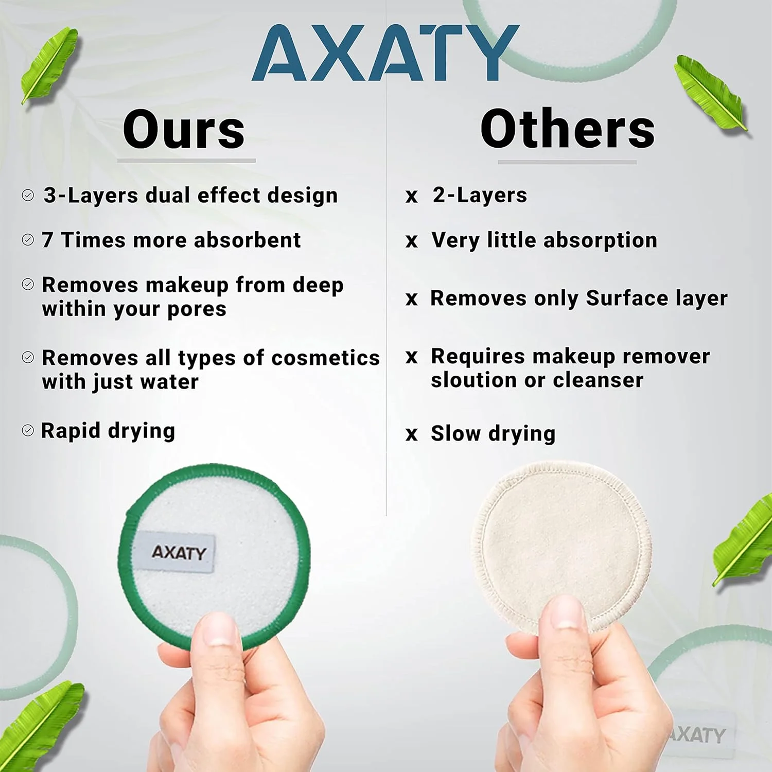 پدهای پنبه ای بامبو ارگانیک 3 لایه AXATY، 20 عدد، پدهای صورت قابل استفاده مجدد سازگار با محیط زیست، پاک کننده آرایش برای انواع پوست به همراه کیسه توری نخی پدهای پنبه ای بامبو ارگانیک 3 لایه AXATY، 20 عدد، پدهای صورت قابل استفاده مجدد سازگار با محیط زیست، پاک کننده آرایش برای انواع پوست به همراه کیسه توری نخی