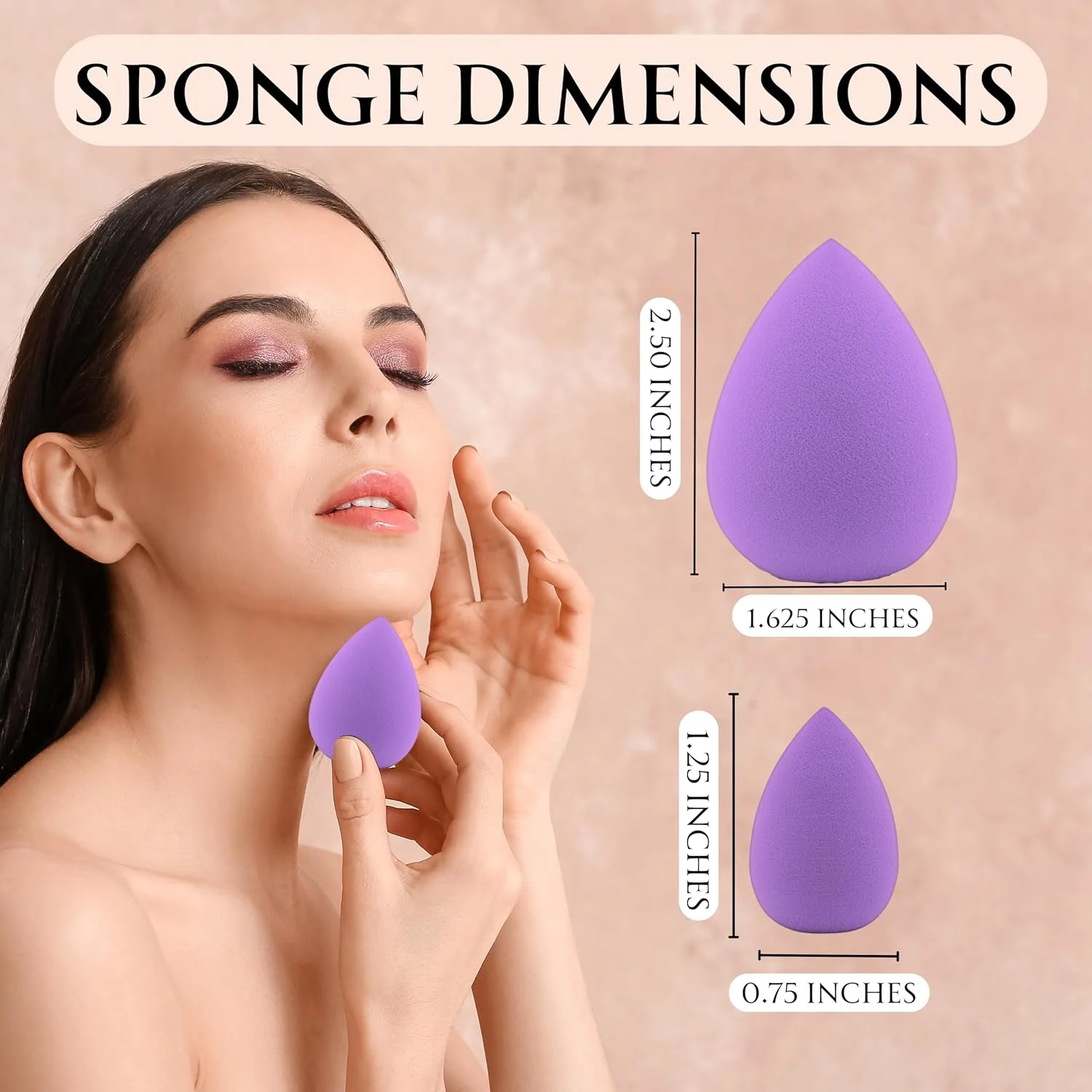 مجموعه اسفنج آرایشی - بسته بیوتی بلندر با پد پودر، اسفنج های آرایشی کوچک، پدهای مثلثی، بلندر آرایشی نرم برای مایع، پودر و کرم پودر - ست هدیه آرایشی (بنفش)