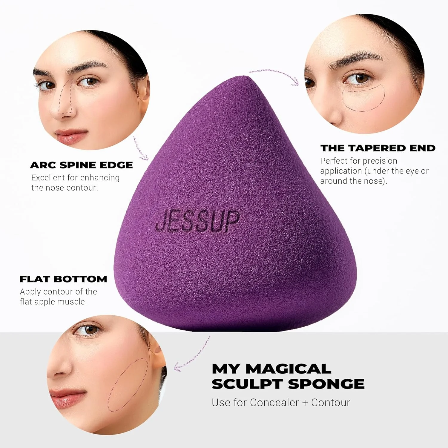ست اسفنج آرایشی Jessup، 3 عدد اسفنج آرایشی برای کرم پودر صورت، کانسیلر، کانتور و رژگونه، بنفش SP017 ست اسفنج آرایشی Jessup، 3 عدد اسفنج آرایشی برای کرم پودر صورت، کانسیلر، کانتور و رژگونه، بنفش SP017