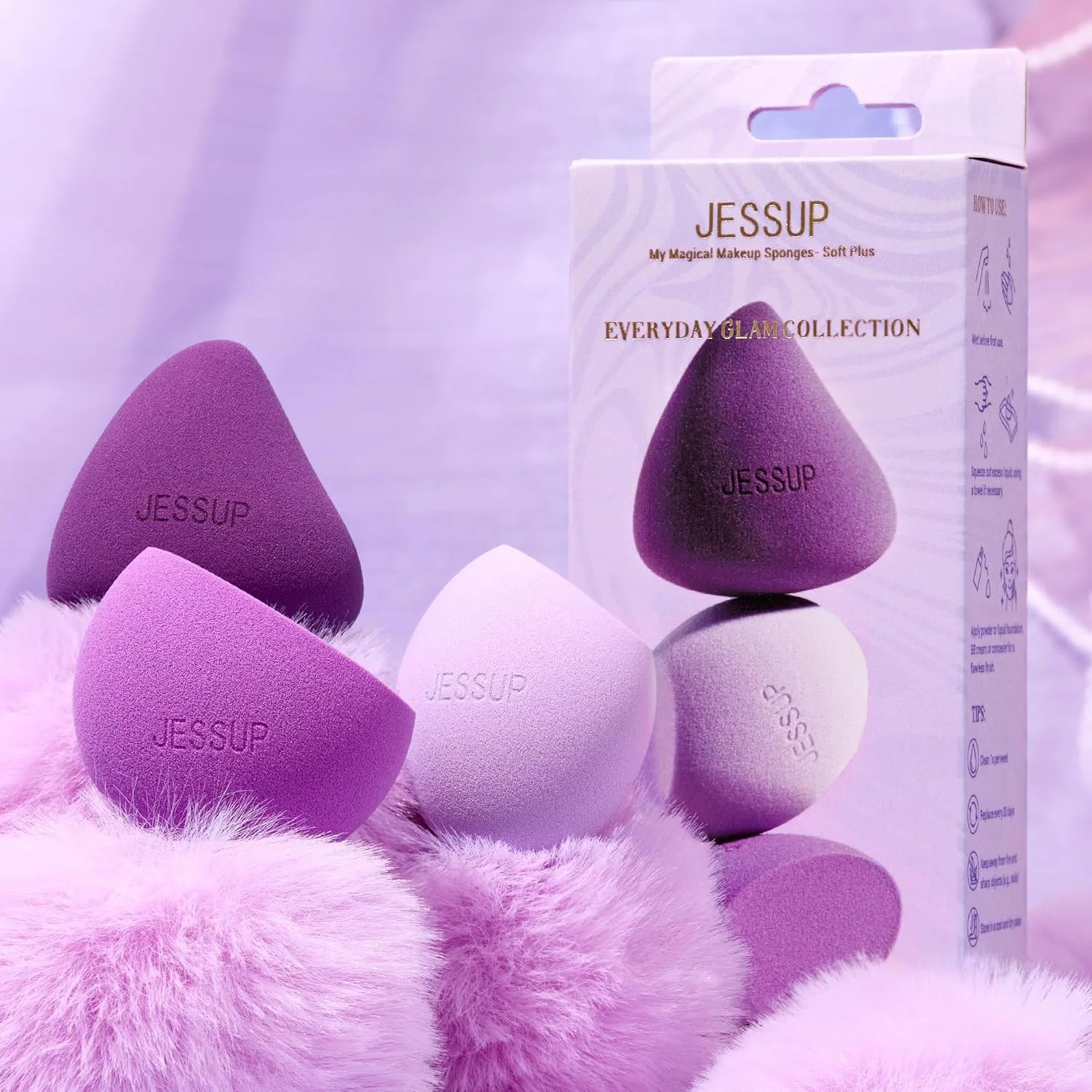 ست اسفنج آرایشی Jessup، 3 عدد اسفنج آرایشی برای کرم پودر صورت، کانسیلر، کانتور و رژگونه، بنفش SP017 ست اسفنج آرایشی Jessup، 3 عدد اسفنج آرایشی برای کرم پودر صورت، کانسیلر، کانتور و رژگونه، بنفش SP017