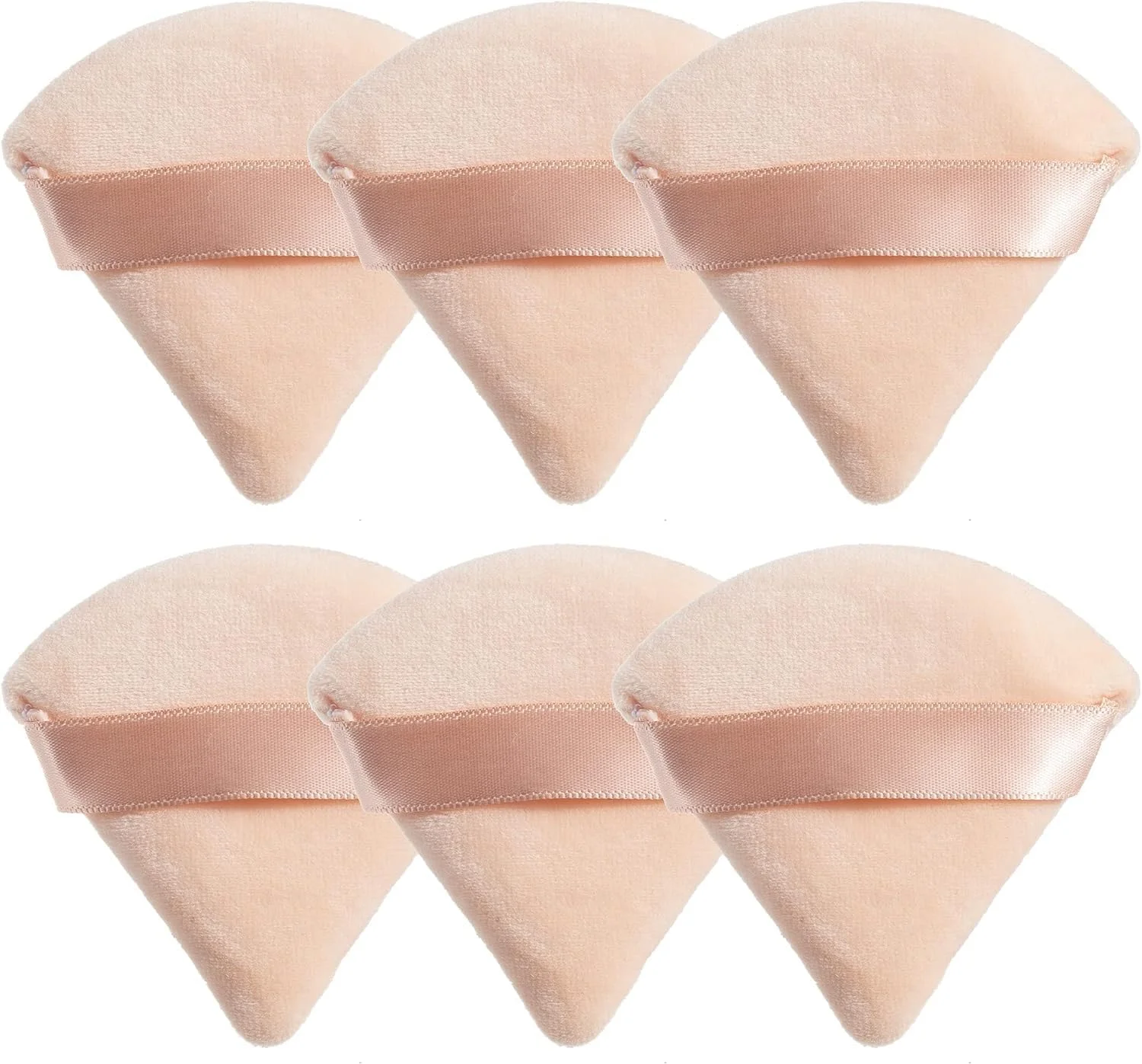 پدهای پودری صورت FUIN، اسفنج های آرایشی، پد مثلثی مخملی پنبه ای برای تثبیت، کانتورینگ، زیر چشم و گوشه ها، استفاده از کرم یا مایع، اندازه معمولی، ابزار آرایشی (6 عدد)