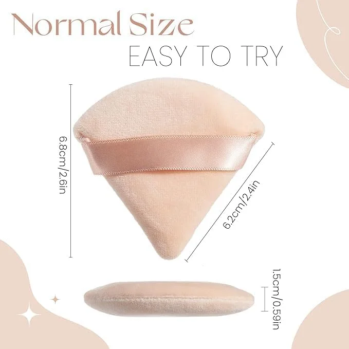 پدهای پودری صورت FUIN، اسفنج های آرایشی، پد مثلثی مخملی پنبه ای برای تثبیت، کانتورینگ، زیر چشم و گوشه ها، استفاده از کرم یا مایع، اندازه معمولی، ابزار آرایشی (6 عدد)