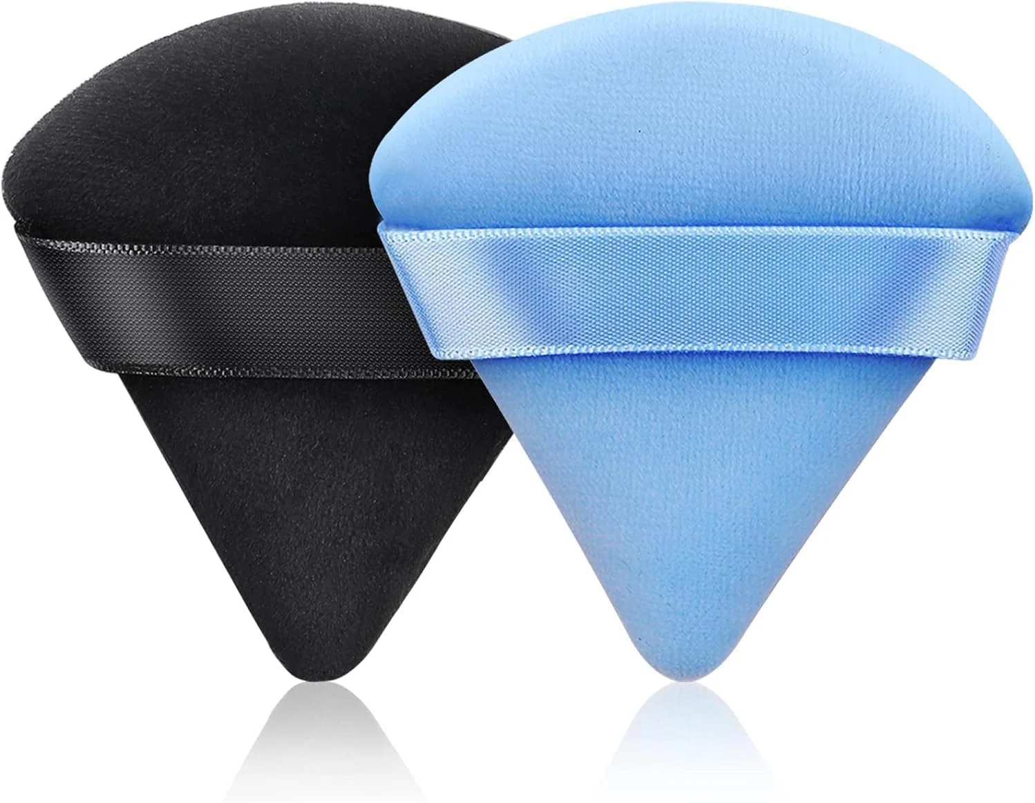 پد پودر مثلثی FUIN، 2 عدد، پد آرایشی، پد پودر، پد مخملی ترکیب کننده کرم پودر، ابزار آرایشی نرم برای آرایش چشم، مناسب برای پودر فیکس، لوازم آرایشی، کرم پودر، آرایش خشک و مرطوب