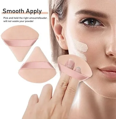 پدهای پودری صورت FUIN، اسفنج های آرایشی، پد مثلثی مخملی پنبه ای برای تثبیت، کانتورینگ، زیر چشم و گوشه ها، استفاده از کرم یا مایع، اندازه معمولی، ابزار آرایشی (6 عدد)