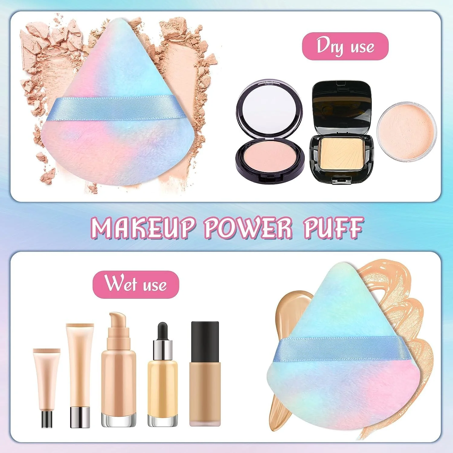 پدهای پودری مثلثی FUIN، مجموعه 2 عددی، پد آرایشی صورت، اسفنج مخملی قابل شستشو و استفاده مجدد، ابزار آرایشی پودر شل برای زیر چشم و صورت (چند رنگ) پدهای پودری مثلثی FUIN، مجموعه 2 عددی، پد آرایشی صورت، اسفنج مخملی قابل شستشو و استفاده مجدد، ابزار آرایشی پودر شل برای زیر چشم و صورت (چند رنگ)