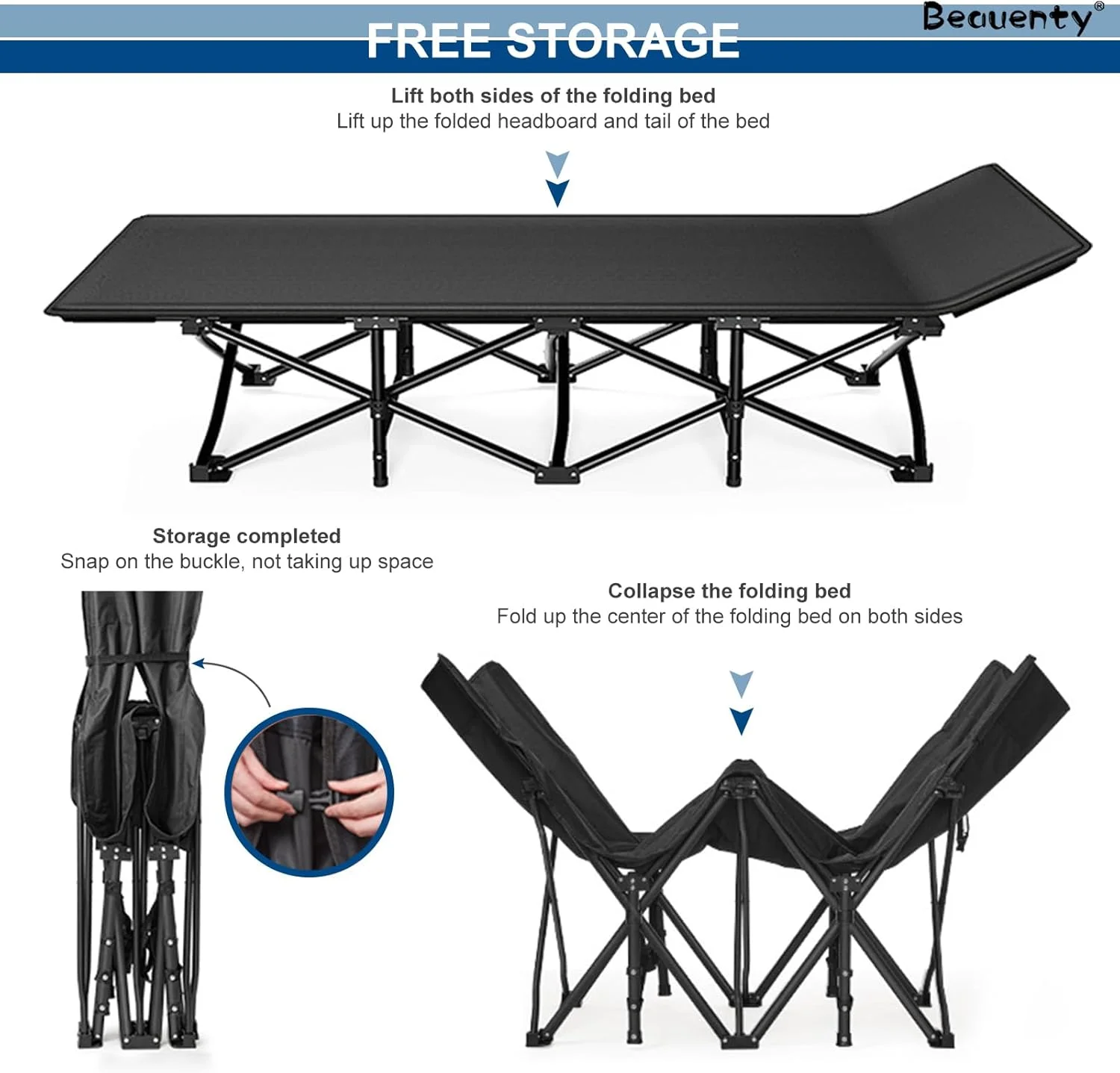 تخت تاشو کمپینگ قابل حمل Beauenty، تحمل وزن تا 200 کیلوگرم، تخت یک نفره فضای باز با بند نگهداری، صندلی استراحت برای کمپ، دفتر، ساحل، چرت زدن (پارچه آکسفورد 600D) تخت تاشو کمپینگ قابل حمل Beauenty، تحمل وزن تا 200 کیلوگرم، تخت یک نفره فضای باز با بند نگهداری، صندلی استراحت برای کمپ، دفتر، ساحل، چرت زدن (پارچه آکسفورد 600D)