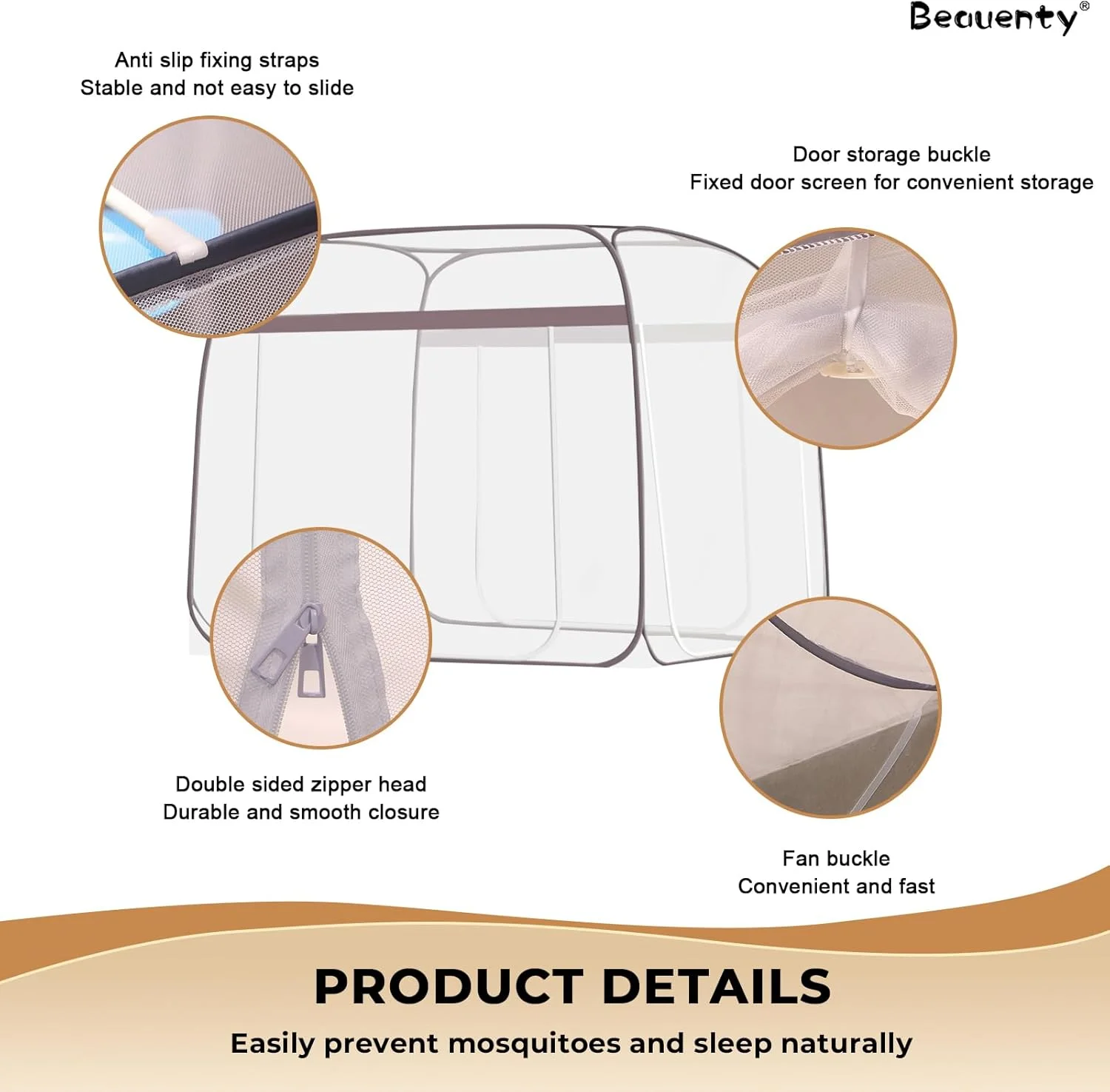 توری پشه بند تاشو Beauenty مناسب تخت خواب، 150 * 200 سانتی متر، دارای دو درب، توری پشه بند قابل حمل با کف توری، مناسب برای استفاده در فضای داخلی، خارجی و کمپینگ (صورتی کثیف)