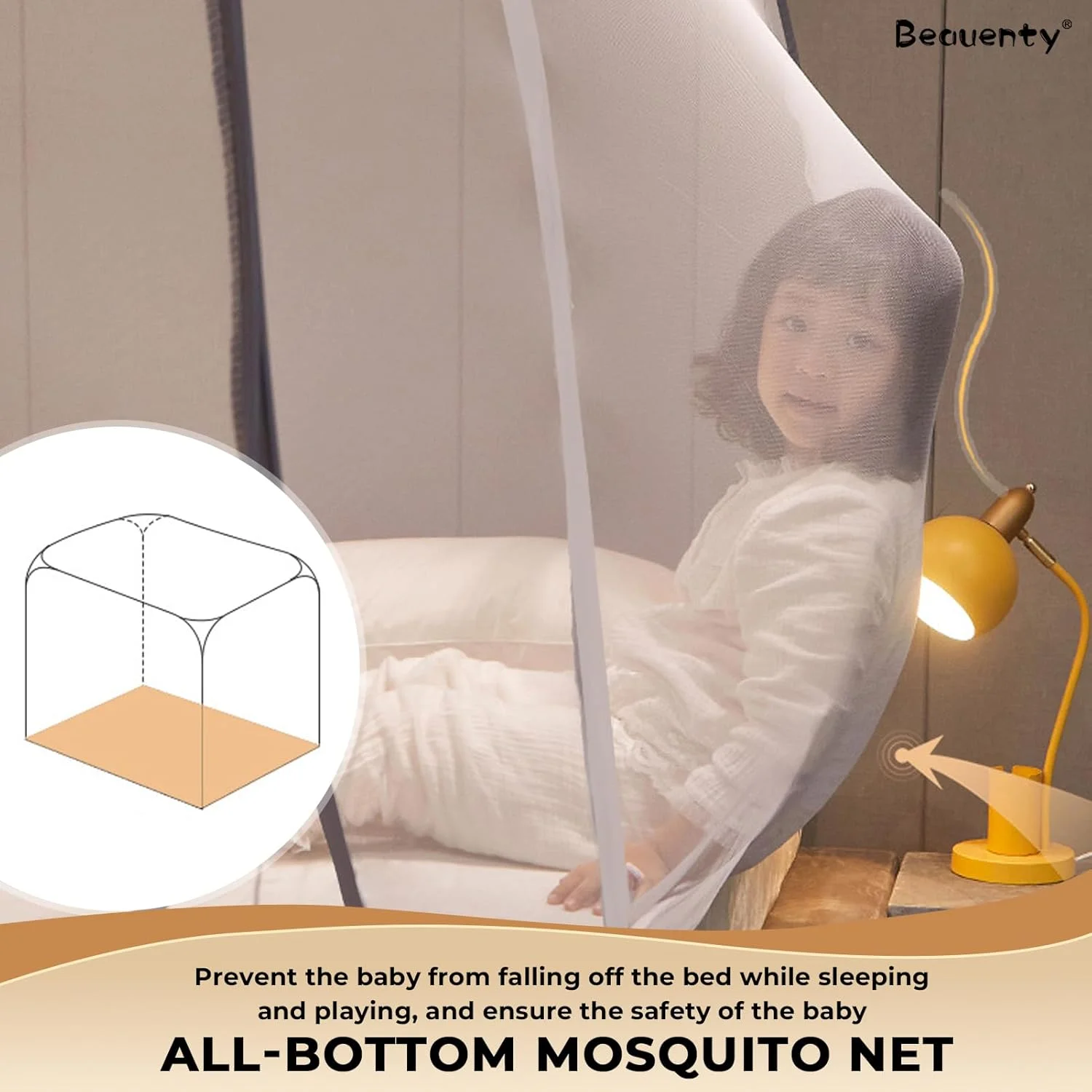 توری پشه بند تاشو Beauenty مناسب تخت خواب، 150 * 200 سانتی متر، دارای دو درب، توری پشه بند قابل حمل با کف توری، مناسب برای استفاده در فضای داخلی، خارجی و کمپینگ (صورتی کثیف)