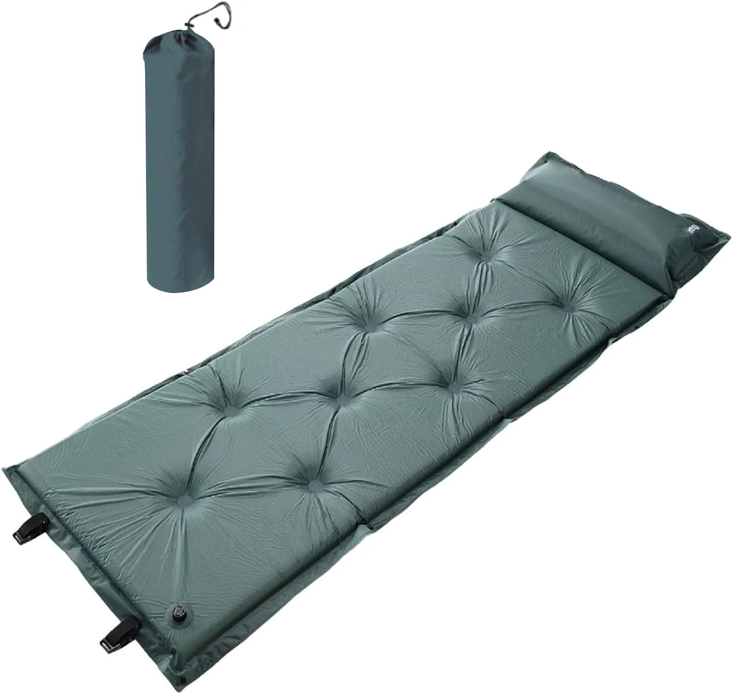 تشک بادی سفری قابل حمل Beauenty، تشک خواب خود بادشو 4 فصل، پمپ داخلی، تشک بادی سبک وزن کمپینگ (سبز)